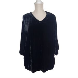 J. Jill Black Velvet Silk Tunic Top Blouse